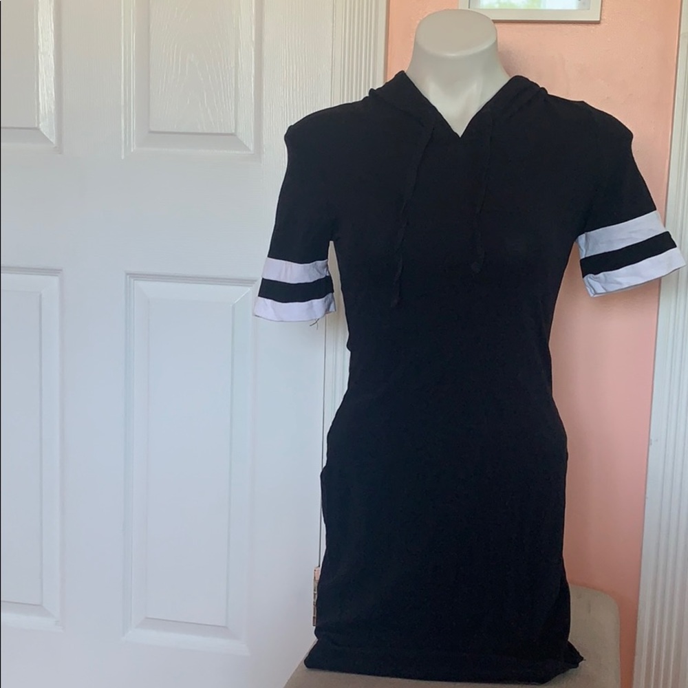 Black and white hooded Jersey dress